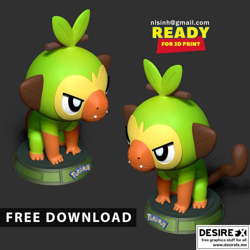宝可梦 Grookey 3D打印模型|Grookey – Pokemon Fanart 3D print model