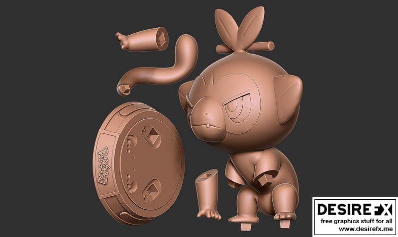 宝可梦 Grookey 3D打印模型|Grookey – Pokemon Fanart 3D print model