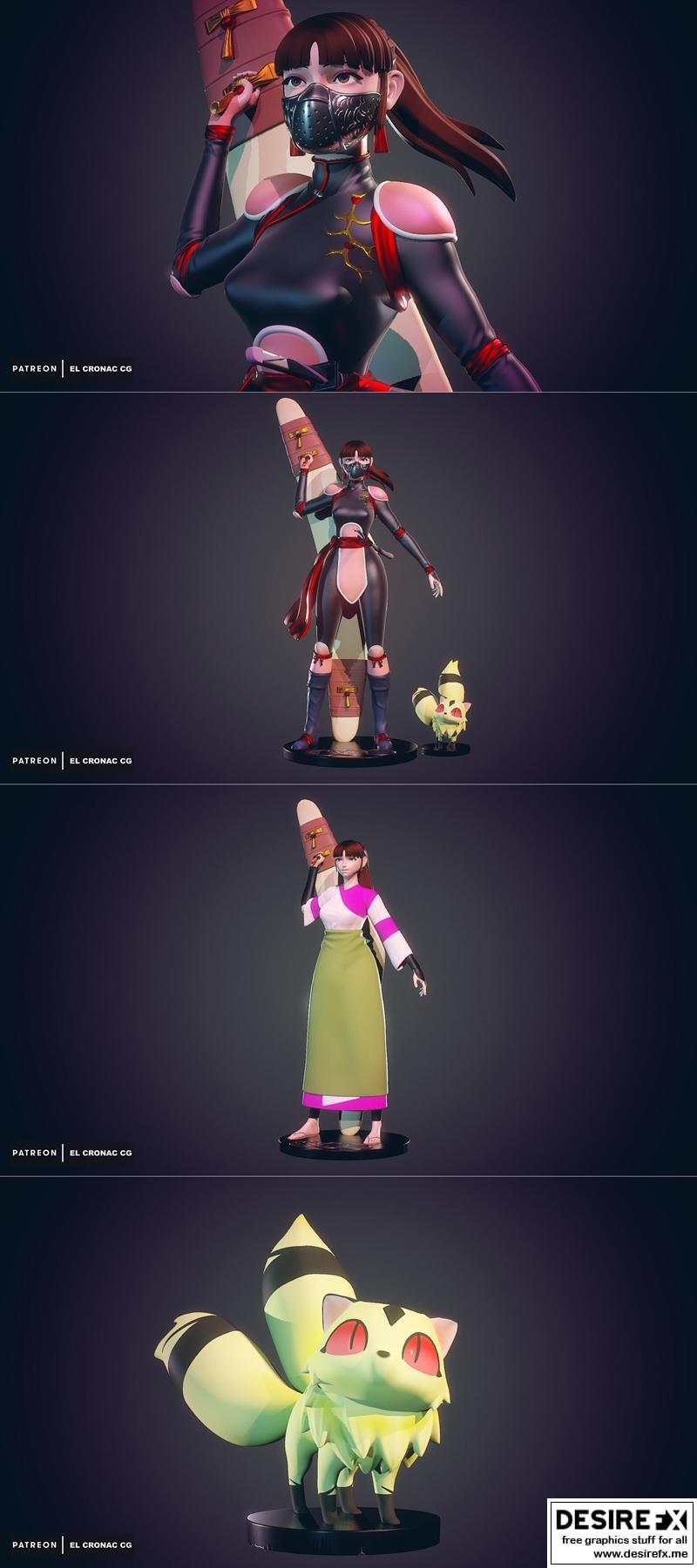 Sango - 魔法少女Inuyasha 3D打印模型|Sango – Inuyasha – 3D Print Model STL