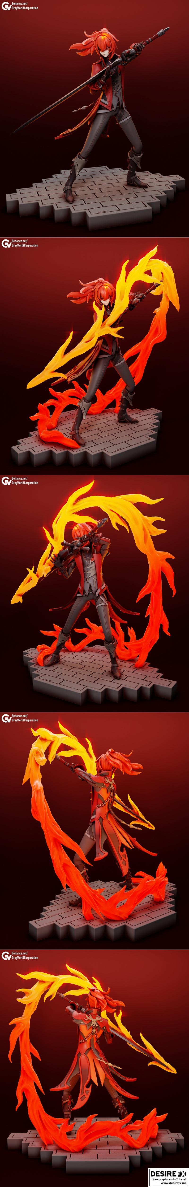 Diluc 红死之夜 3D打印模型|Diluc Red Dead of Night – 3D Print Model STL