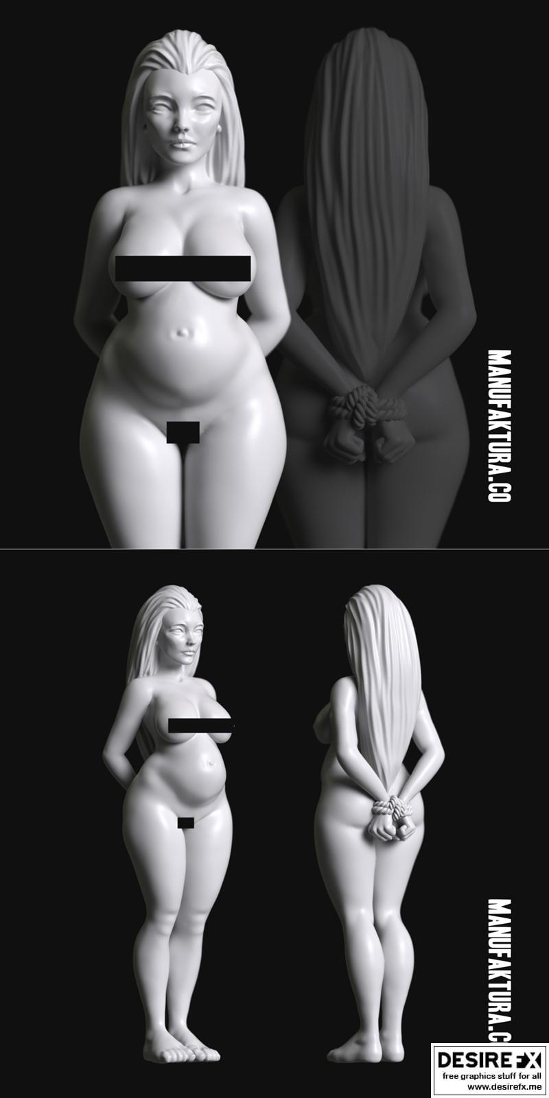 系列40 - 怀孕女囚奴隶3D打印模型|Sub Series 40 – Naked and Bound Pregnant Female Prisoner Slave – 3D Print Model STL