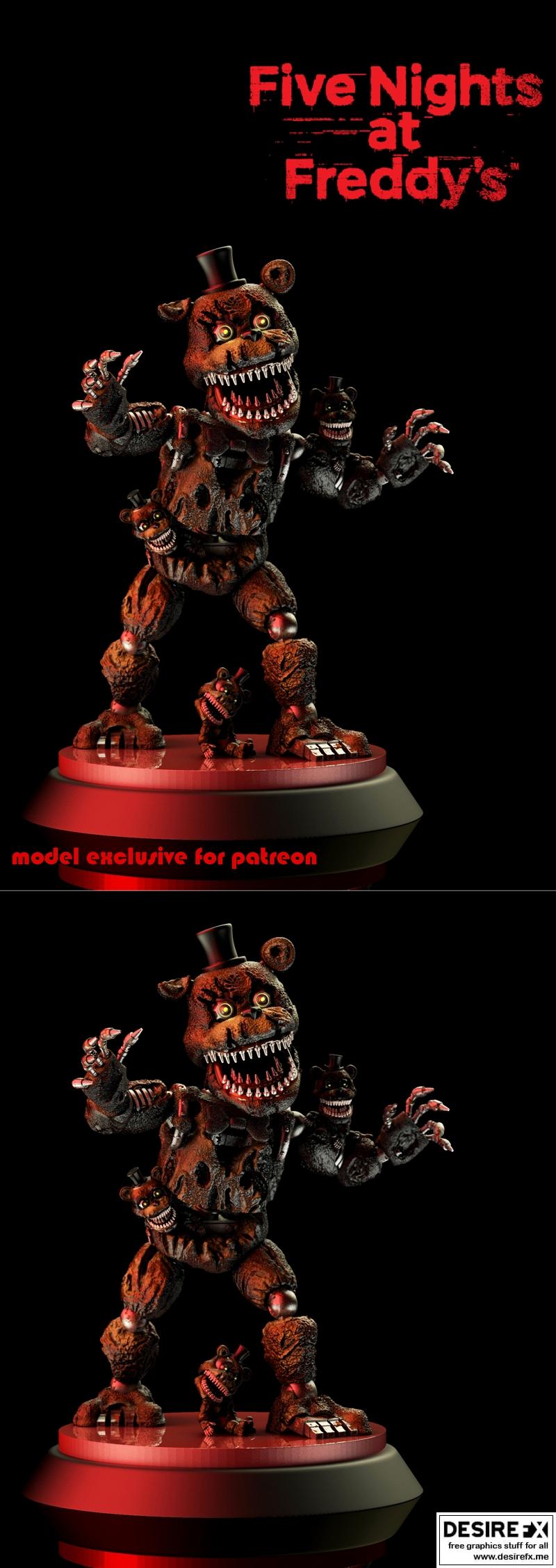 nightmare弗雷迪 3D打印模型|Nightmare Freddy – 3D Print Model STL