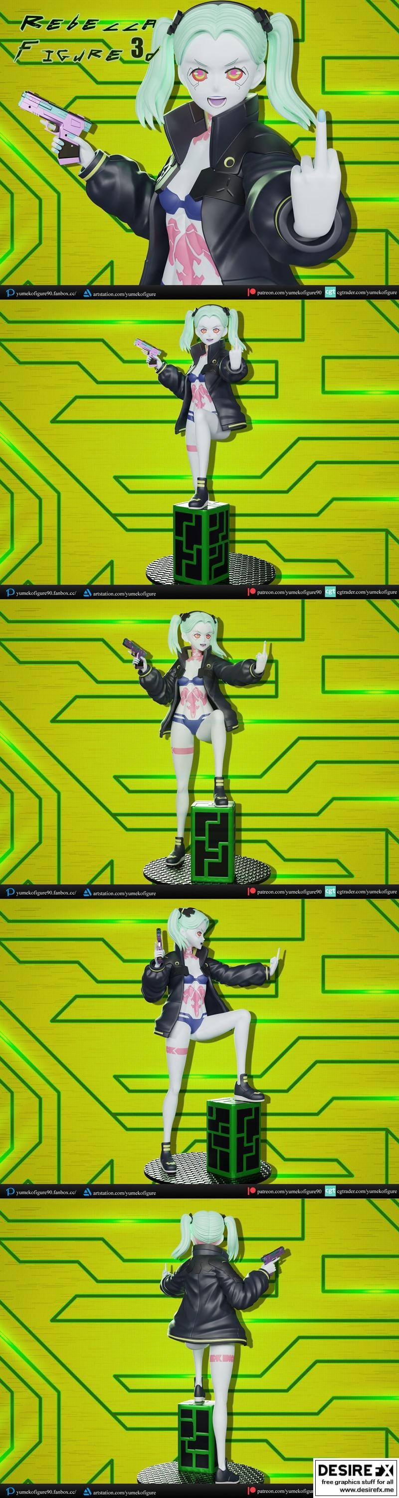 赛博朋克边缘跑者3D打印模型|Rebecca cyberpunk edgerunner figure – 3D Print Model STL