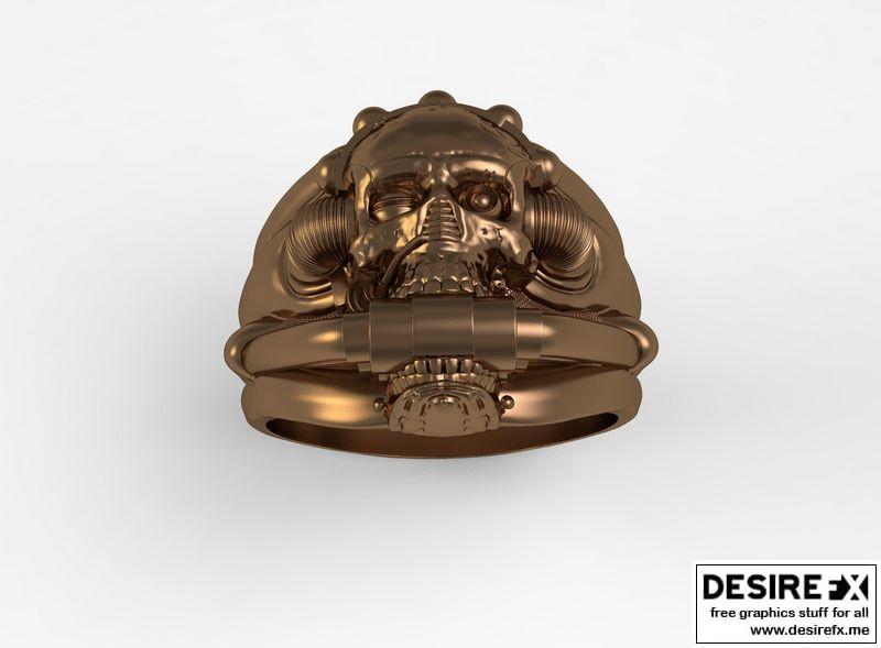 黑暗千年 Skull戒指 复古赛博朋克风3D打印模型|DARK MILLENNIUM Skull RING CYBERPUNK STYLE 3D print model
