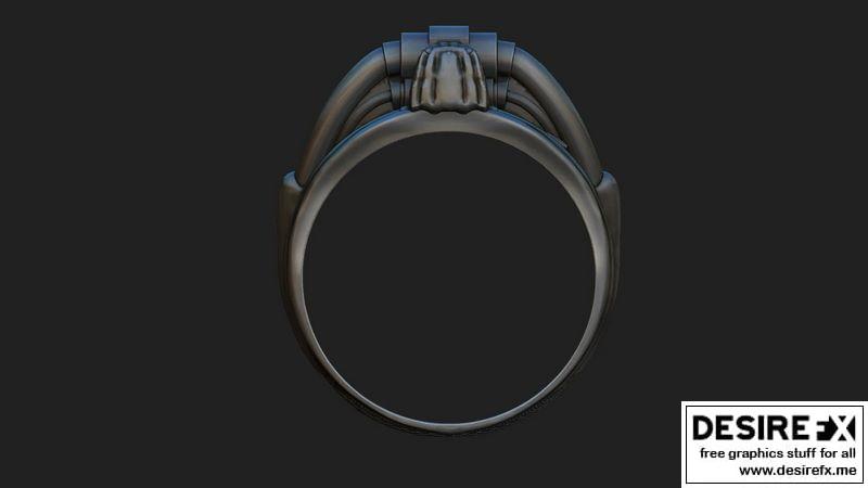 黑暗千年 Skull戒指 复古赛博朋克风3D打印模型|DARK MILLENNIUM Skull RING CYBERPUNK STYLE 3D print model