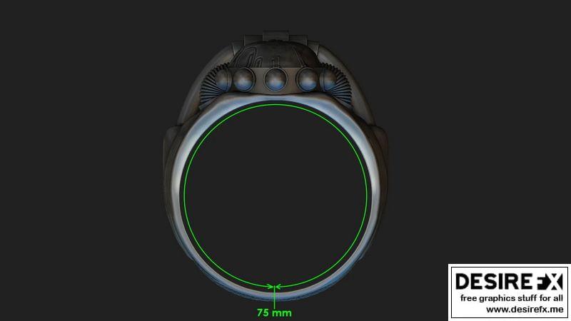 黑暗千年 Skull戒指 复古赛博朋克风3D打印模型|DARK MILLENNIUM Skull RING CYBERPUNK STYLE 3D print model