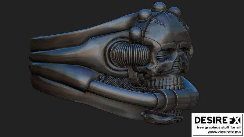 黑暗千年 Skull戒指 复古赛博朋克风3D打印模型|DARK MILLENNIUM Skull RING CYBERPUNK STYLE 3D print model