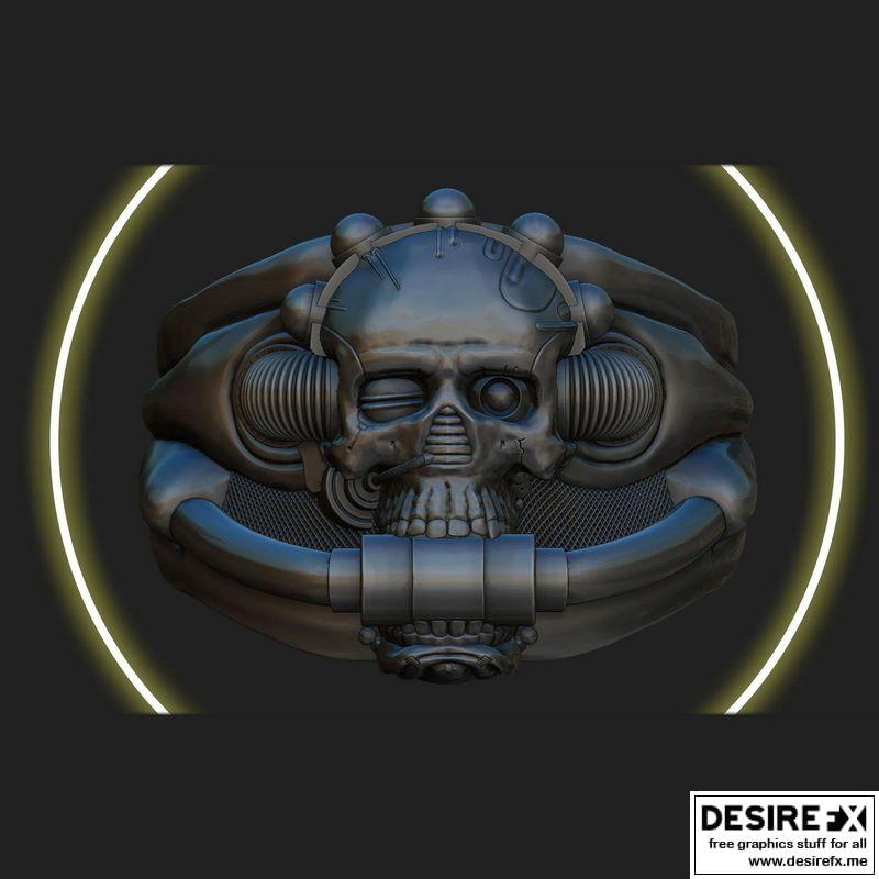 黑暗千年 Skull戒指 复古赛博朋克风3D打印模型|DARK MILLENNIUM Skull RING CYBERPUNK STYLE 3D print model