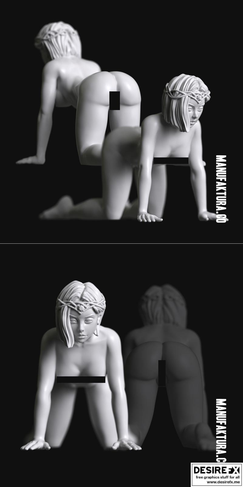 第六十三系列——高阶精灵女囚奴隶 3D打印模型|Sub Series 63 – Naked Female Highborn Elf Prisoner Slave – 3D Print Model STL