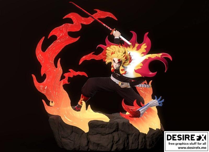 Demon Slayer 3D打印模型：Rengoku角色模型|Rengoku Demon Slayer Kimetsu no Yaiba – 3D Print Model STL
