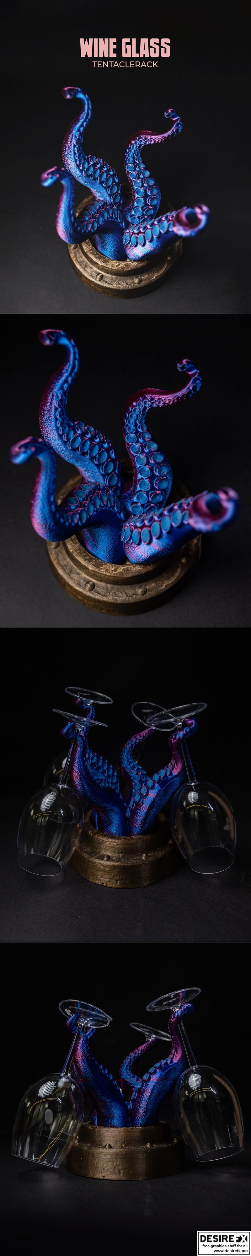 3D打印酒杯吸盘架模型——来自《异形》的章鱼造型设计|Wine Glass Tentaclerack – 3D Print Model STL