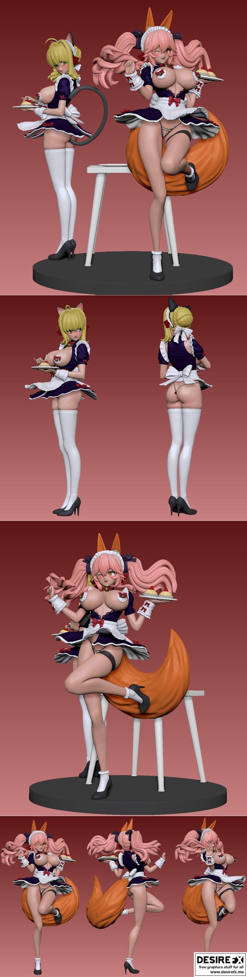 Fate cafe maid 3D打印模型|Fate Cafe Maid – 3D Print Model STL