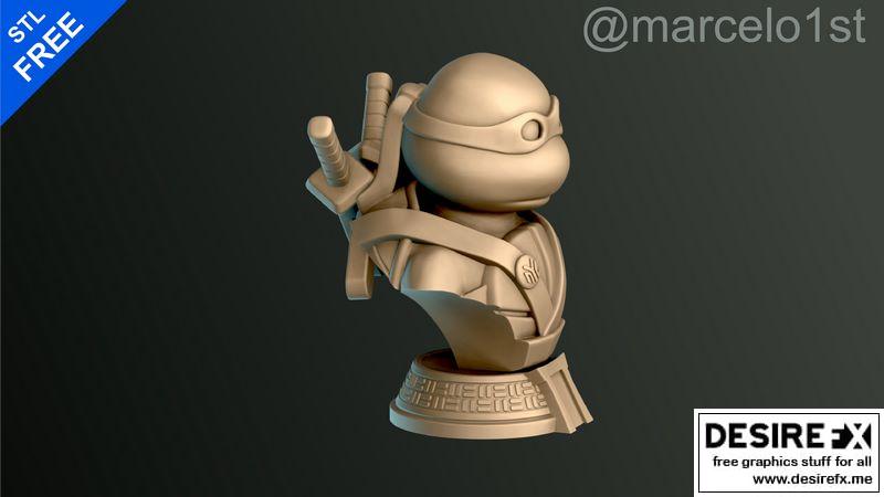 龟甲战士持剑造型3D打印模型|Turtle Warrior with Swords – Bust and a Container Base – 3D print model