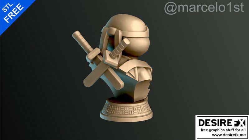 龟甲战士持剑造型3D打印模型|Turtle Warrior with Swords – Bust and a Container Base – 3D print model