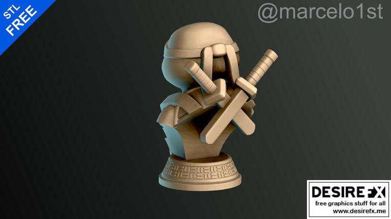 龟甲战士持剑造型3D打印模型|Turtle Warrior with Swords – Bust and a Container Base – 3D print model
