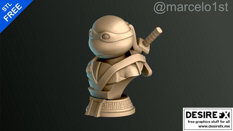 龟甲战士持剑造型3D打印模型|Turtle Warrior with Swords – Bust and a Container Base – 3D print model