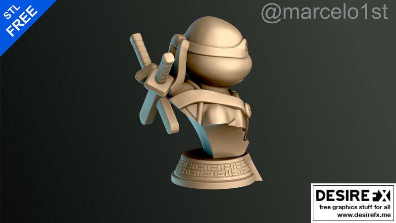 龟甲战士持剑造型3D打印模型|Turtle Warrior with Swords – Bust and a Container Base – 3D print model