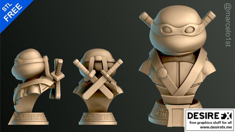 龟甲战士持剑造型3D打印模型|Turtle Warrior with Swords – Bust and a Container Base – 3D print model