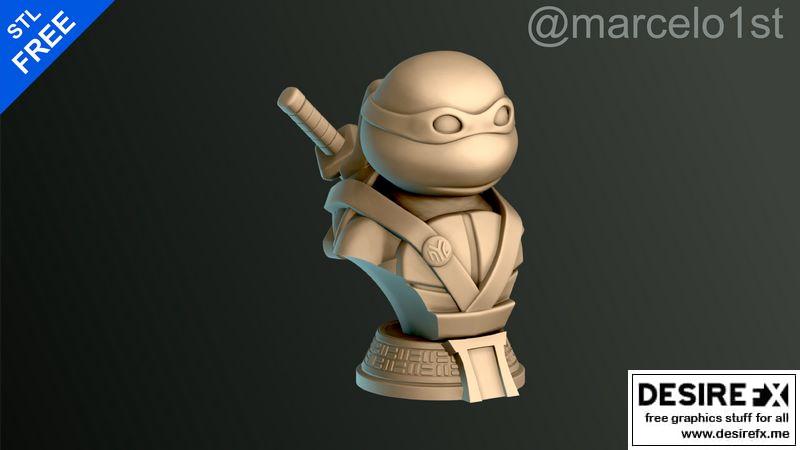 龟甲战士持剑造型3D打印模型|Turtle Warrior with Swords – Bust and a Container Base – 3D print model