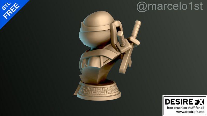 龟甲战士持剑造型3D打印模型|Turtle Warrior with Swords – Bust and a Container Base – 3D print model