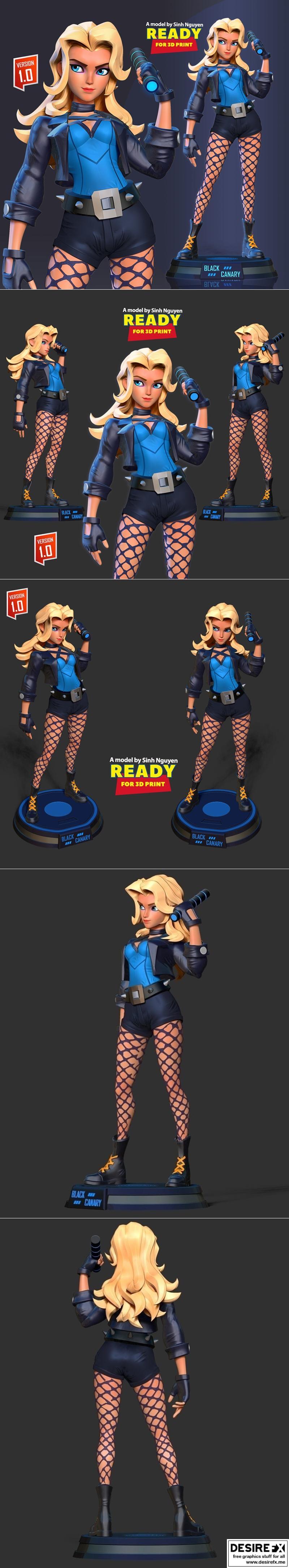 黑翼猫女 3D打印模型|Black Canary Stylized – 3D Print Model STL