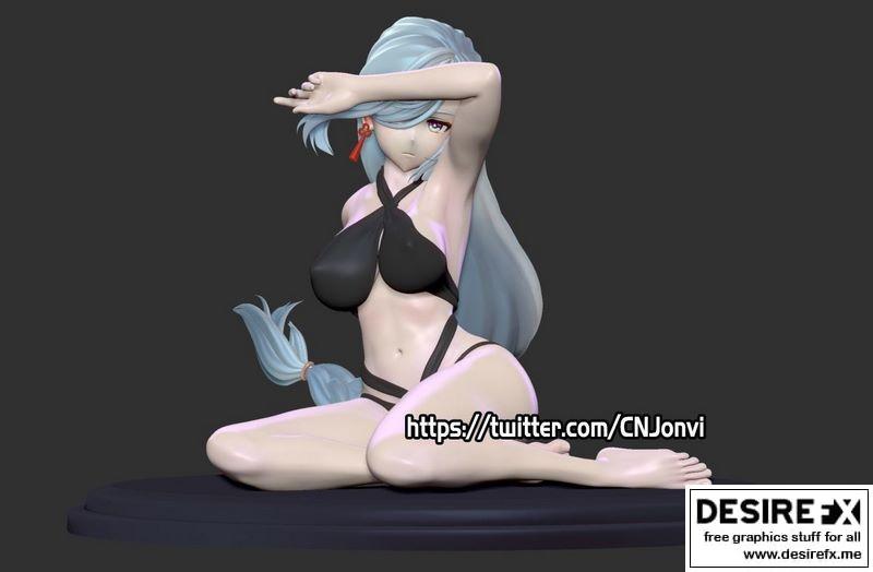 原神希诺亚3D打印模型|GENSHIN SHENHE BIKINI 3D print model