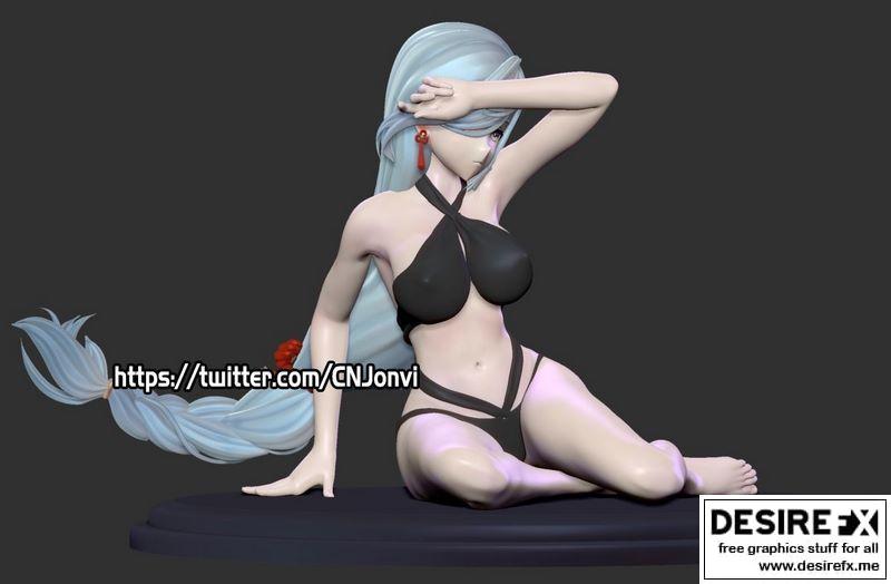 原神希诺亚3D打印模型|GENSHIN SHENHE BIKINI 3D print model