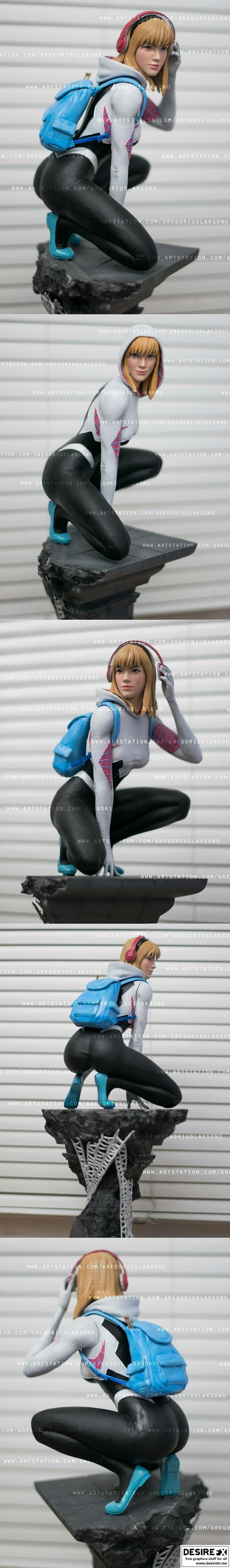 蜘蛛格温 3D打印雕塑模型|Spider-Gwen Fan Art Statue – 3D Print Model STL