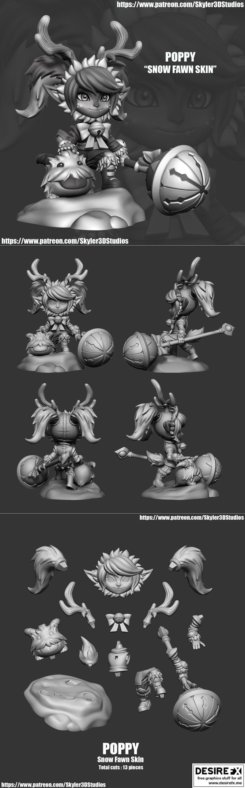 Poppy Snow Fawn 3D打印模型|Poppy Snow Fawn – 3D Print Model STL