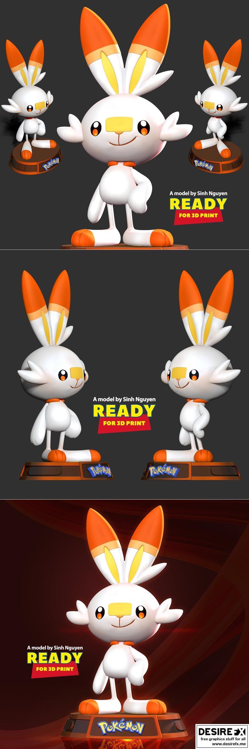 Scorbunny -宝可梦 -3D打印模型|Scorbunny – Pokemon Fanart – 3D Print Model STL