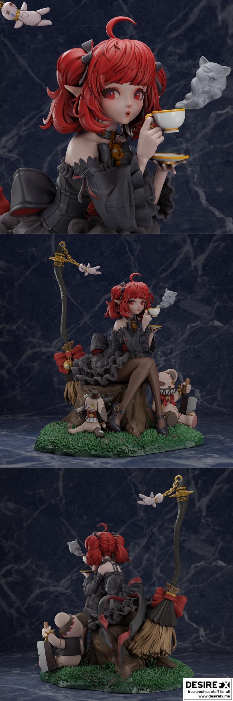黑发少女魔女 3D打印模型|Daniel Villanueva – Black Maiden Enchantress – 3D Print Model STL