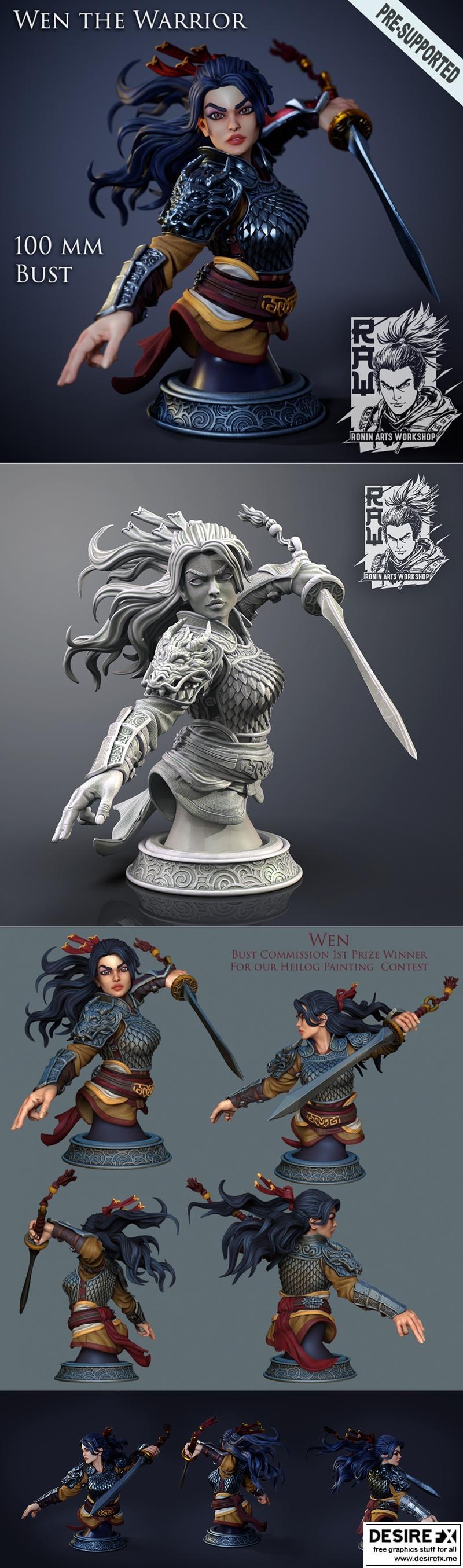 战士塑像 3D打印模型|Wen – Warrior Bust – 3D Print Model STL