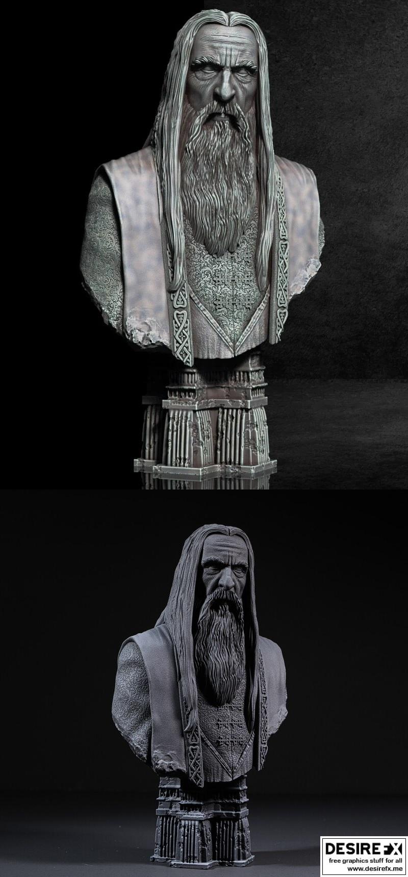 指环王 索拉曼 雕塑 3D打印模型|The Lord Of Rings – Saruman Bust – 3D Print Model STL