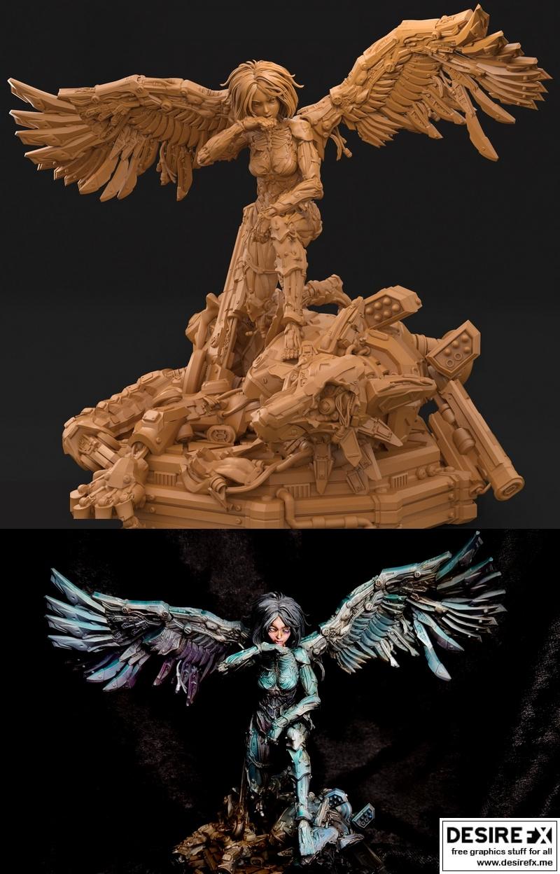 赛博天使姿势二 3D打印模型|Cyborg Angel Pose Two – 3D Print Model STL