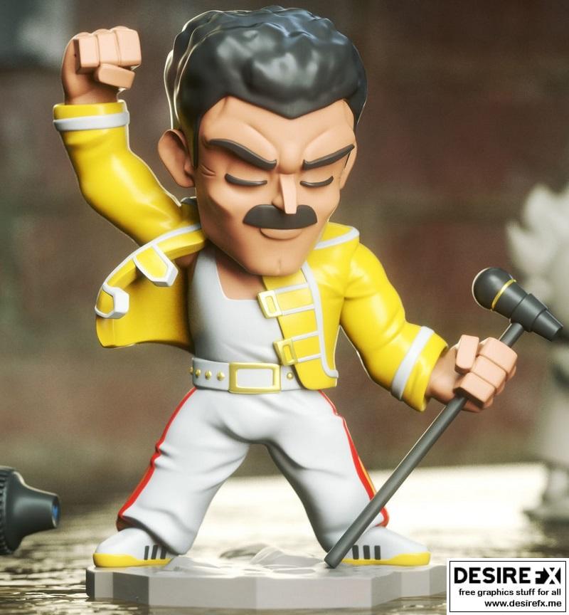 3D打印模型：弗雷迪·默丘里萌系小可爱|Chibi Freddie Mercury – 3D Print Model STL