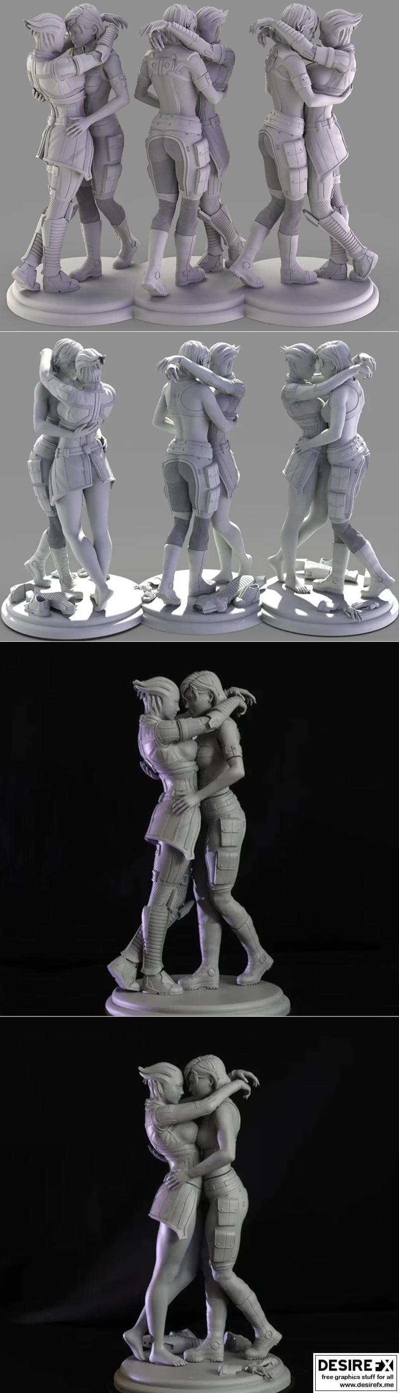 质量效应莉亚拉与薛帕德永恒相拥——3D打印模型STL|Mass Effect Liara and Shepard Embrace Eternity – 3D Print Model STL