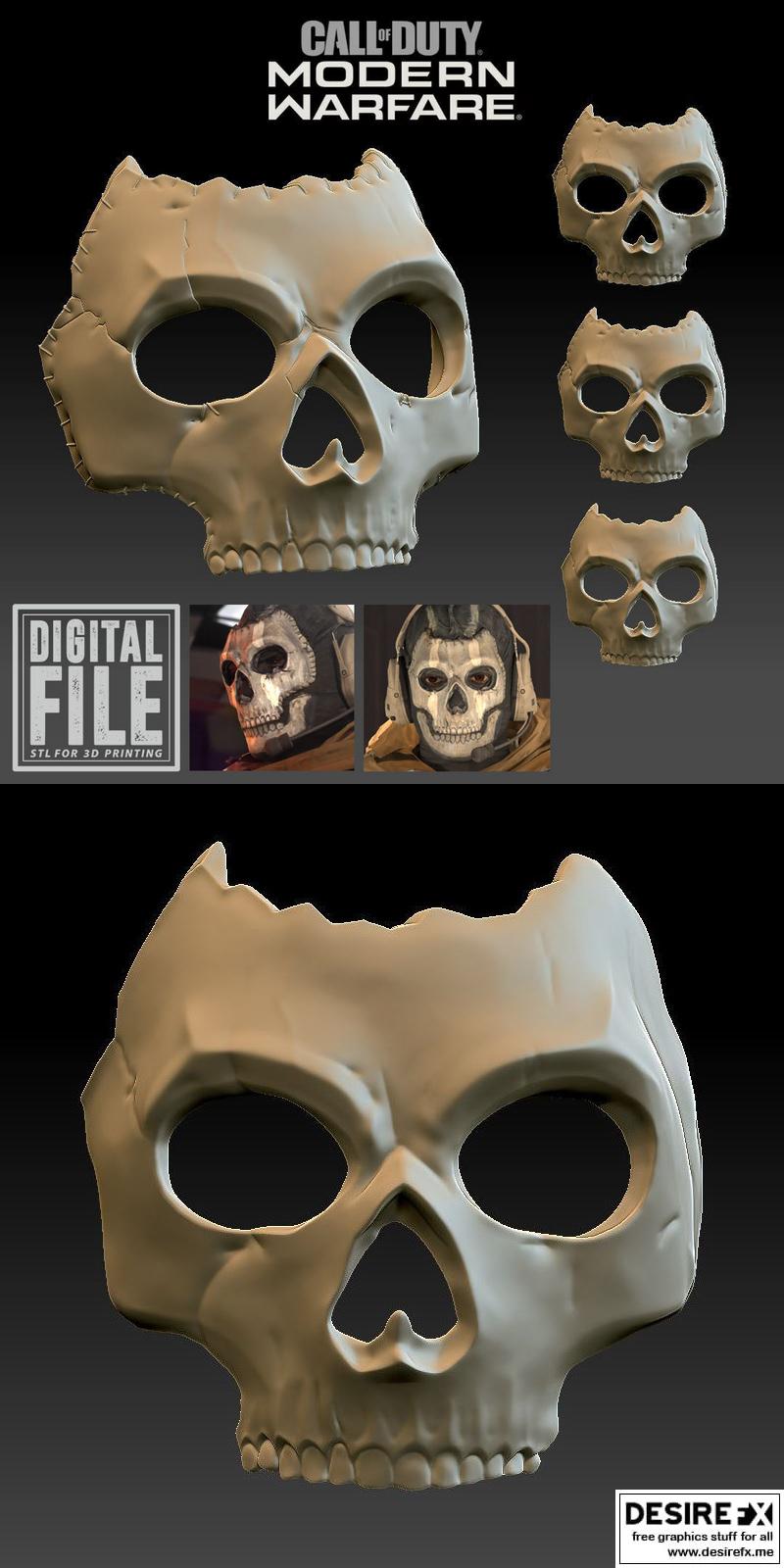 使命召唤鬼面罩3D打印模型|Ghost Mask from Call of Duty – 3D Print Model STL