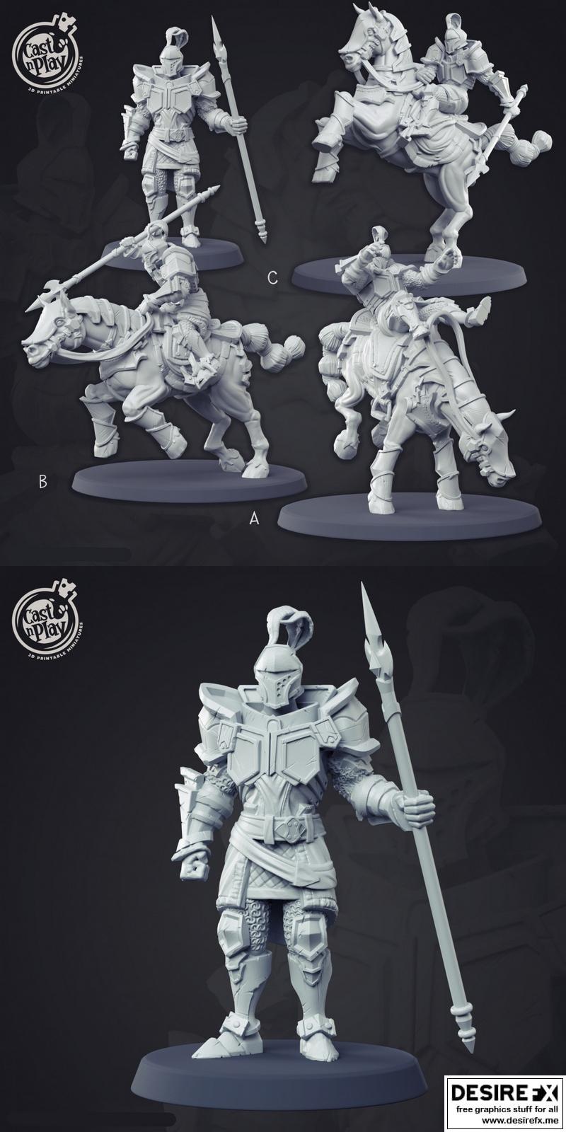 Cast’n’Play《格斗勇士》3D打印模型|Cast’n’Play – The Grand Tournament – Mounted Warrior – 3D Print Model STL