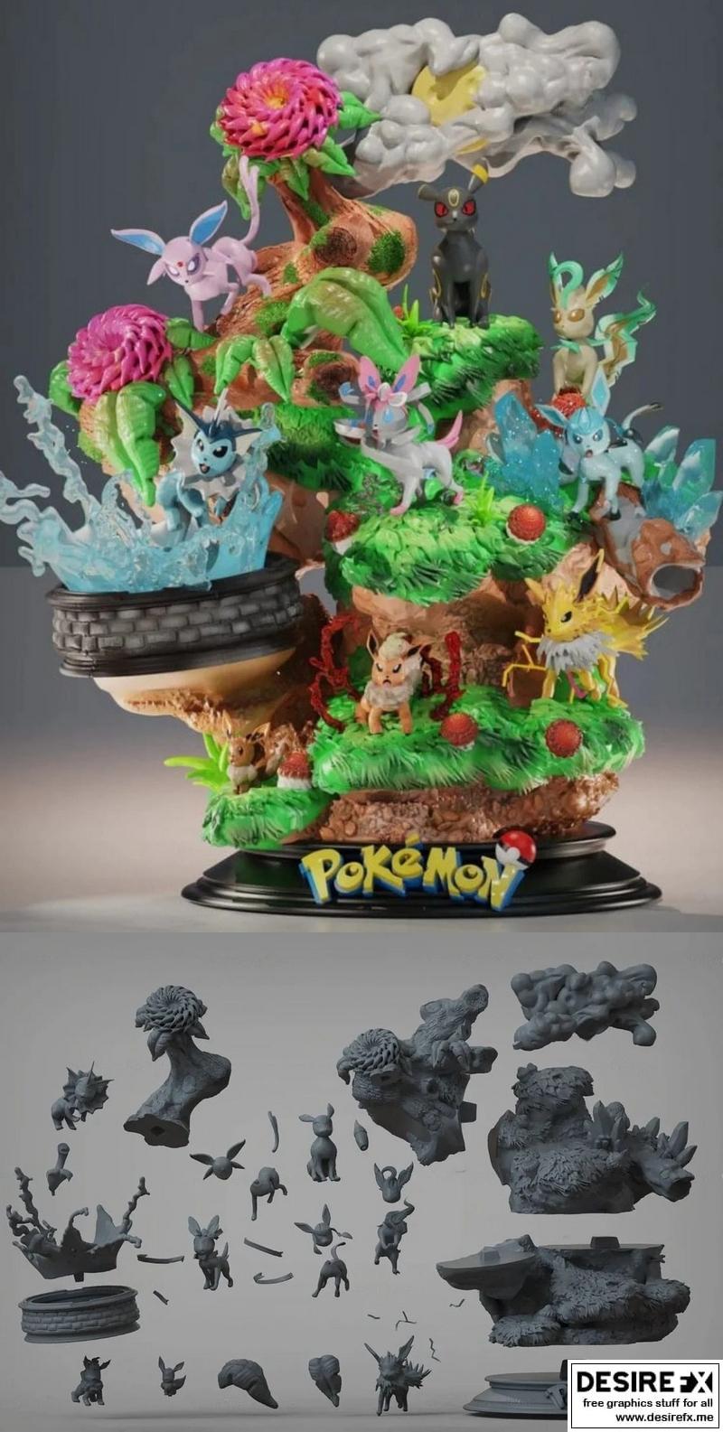 宝可梦进化场景 3D打印模型|Pokemon Evolution Diorama – 3D Print Model STL