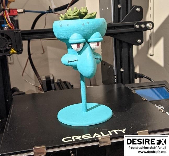 章鱼哥花盆 - 3D打印模型|Squidward Head Planter – 3D Print Model STL