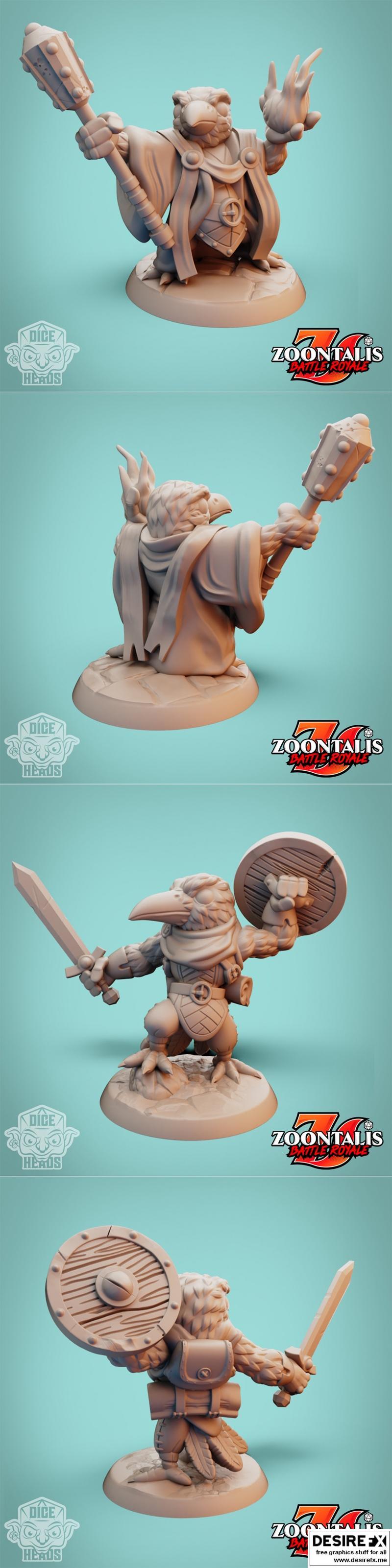 骰子头——暗影战士与暗影圣职者 3D打印模型|Dice Heads – Raven Fighter and Raven Cleric – 3D Print Model STL
