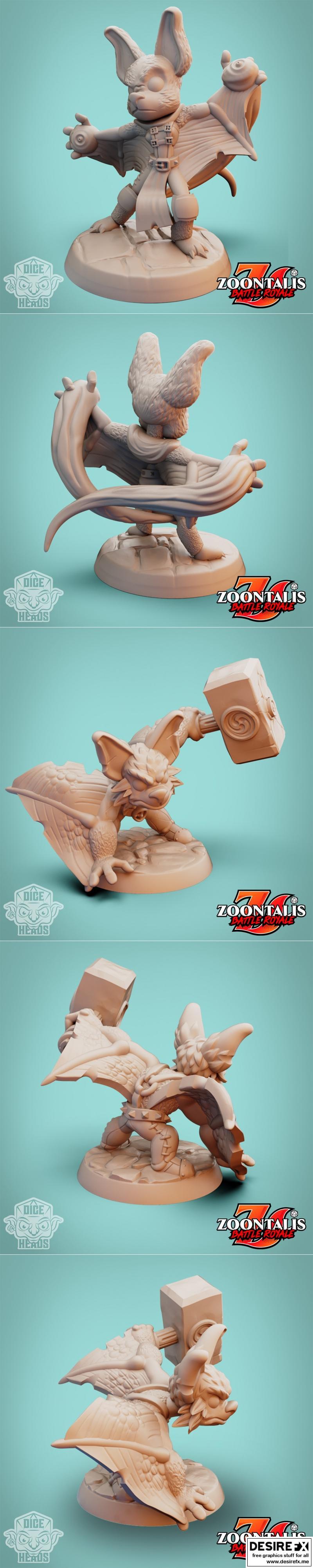 骰子头——蝙蝠法师与蝙蝠战士 3D打印模型|Dice Heads – Bat Wizard and Bat Barbarian – 3D Print Model STL