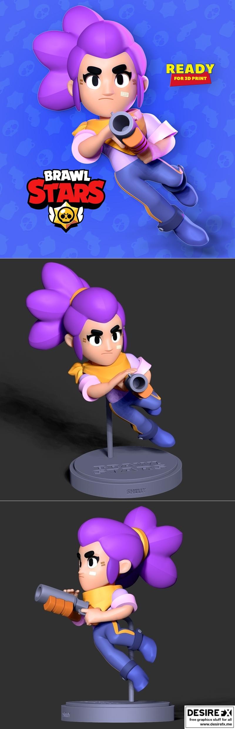 谢莉——巴尔斯特ars角色3D打印模型|Shelly – Brawl Stars Fanart – 3D Print Model STL