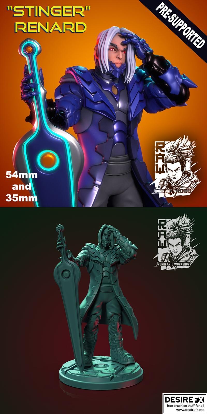 赛博朋克街头武士 3D打印模型|Stinger Renard – Cyberpunk Street Samurai – 3D Print Model STL