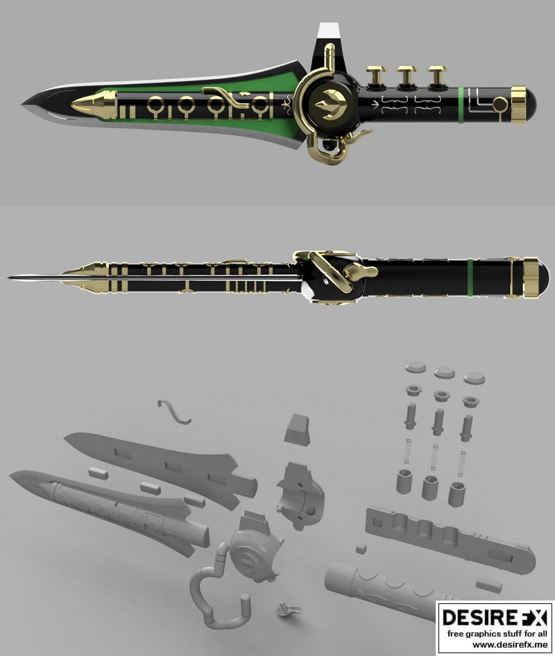 绿龙剑 《超能战士》3D打印模型|Green Ranger Dragon Dagger from Mighty Morphin Power Rangers – 3D Print Model STL