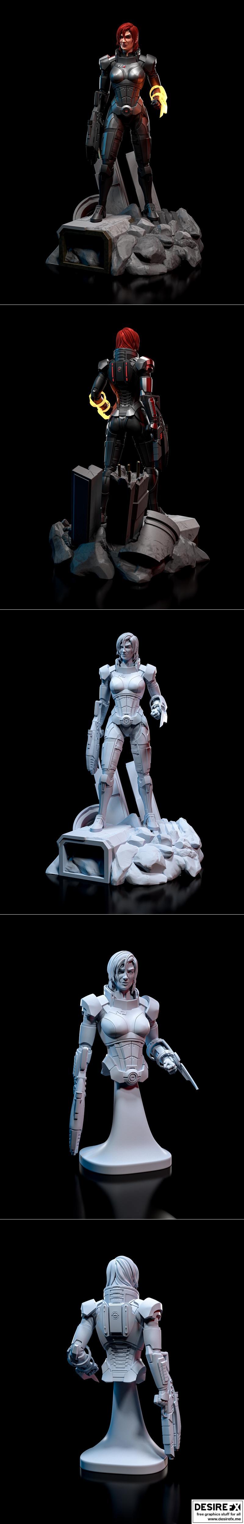 3D打印模型：她之刃——星海战舰指挥官女角色|Commander Shepard Female – 3D Print Model STL