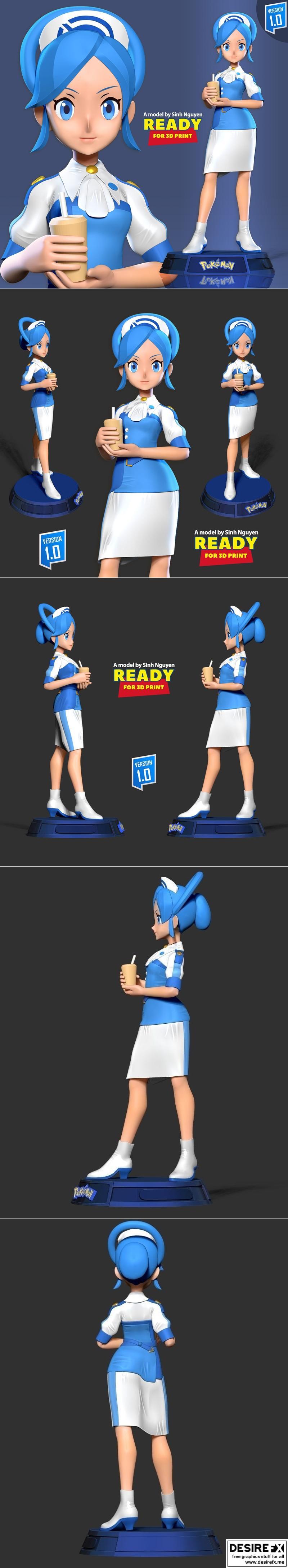 宝可梦大师插画 3D打印模型|Tricia – Pokemon Masters Fanart – 3D Print Model STL
