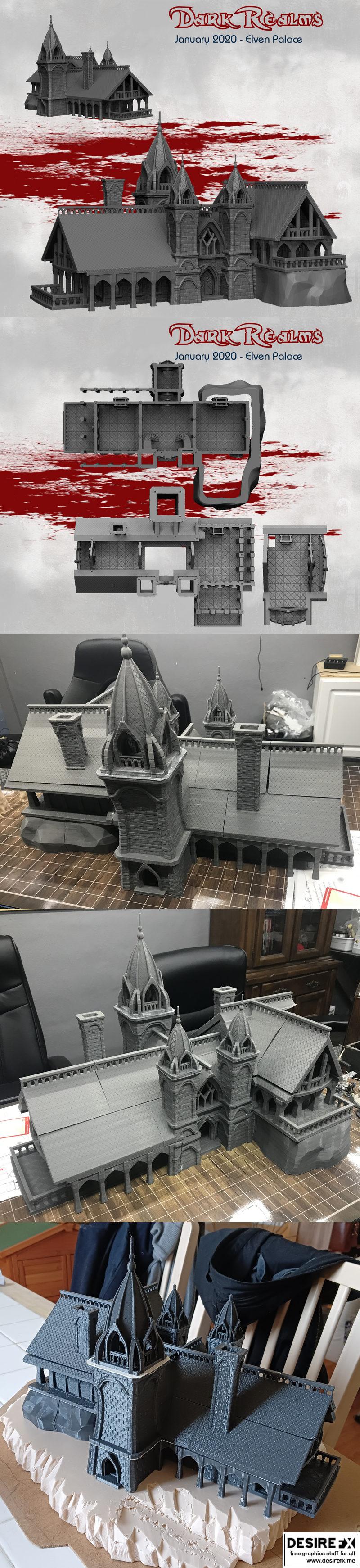 暗界精灵场景——宫殿 3D打印模型|Dark Realms Elven Scenery – Palace – 3D Print Model STL