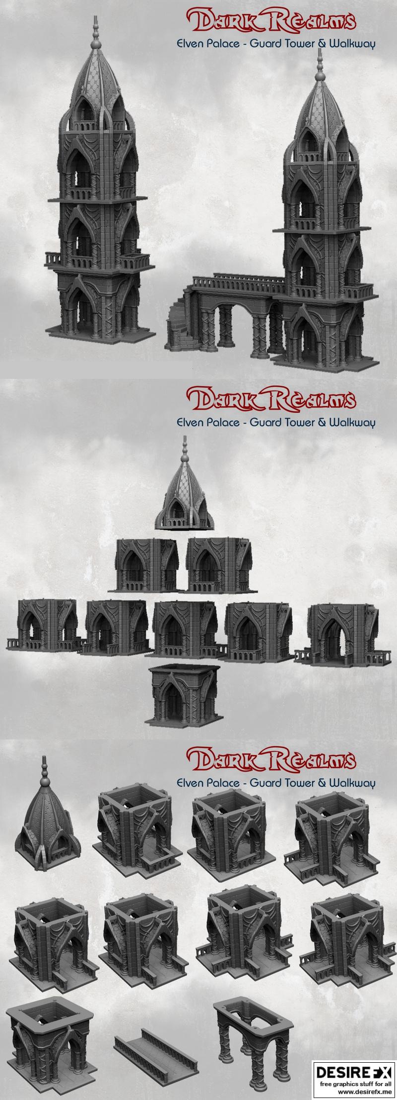 暗界精灵风景——守卫塔 3D打印模型|Dark Realms Elven Scenery – Guard Tower – 3D Print Model STL