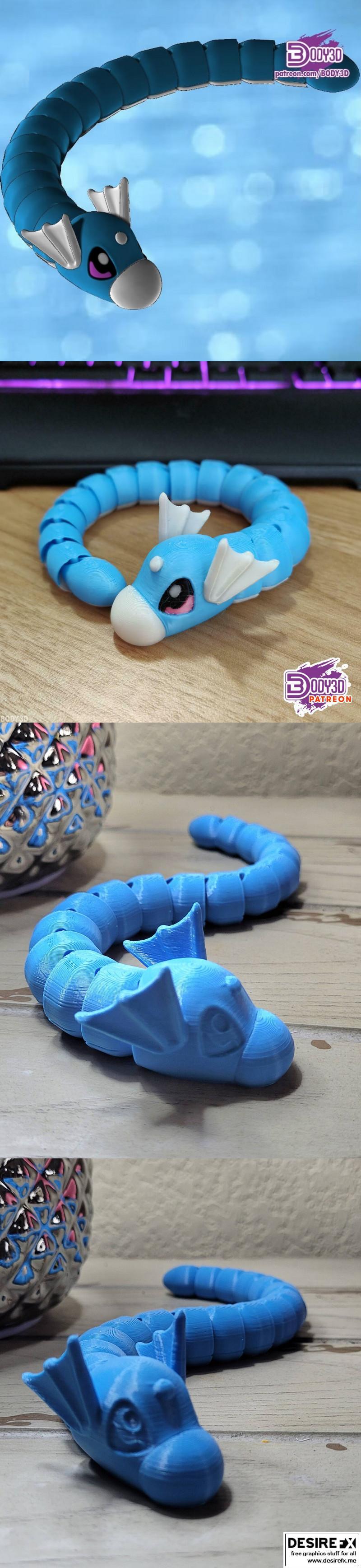 3D打印模型：Dratini弧形形态宝可梦|Articulated Dratini Arc Pokemon – 3D Print Model STL